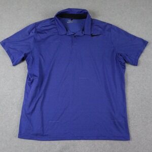 Nike Golf Polo Shirt Mens XL Dri-Fit Standard Fit Blue Striped Short Sleeve